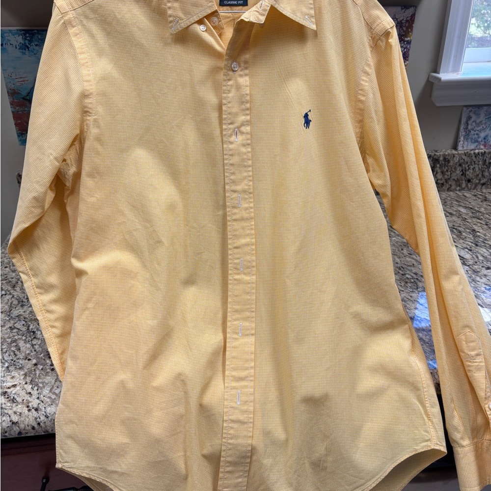 Ralph Lauren Men's Casual Yellow Button Down Shirt